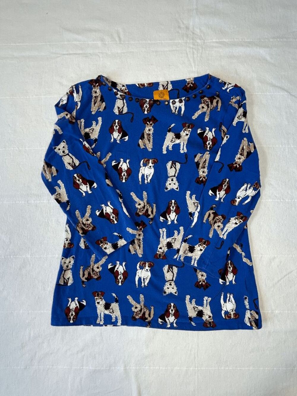 Woman's Ruby Rd. Embellished 3/4 Sleeve Dog Lover Cotton Blend Shirt Size M
